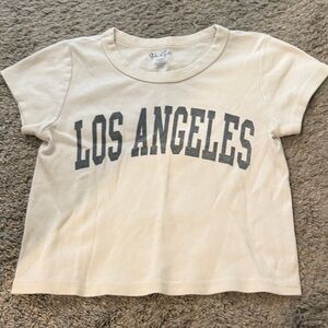 Brandy Melville Cream Crop Tee with Navy 'Los Angeles' Print